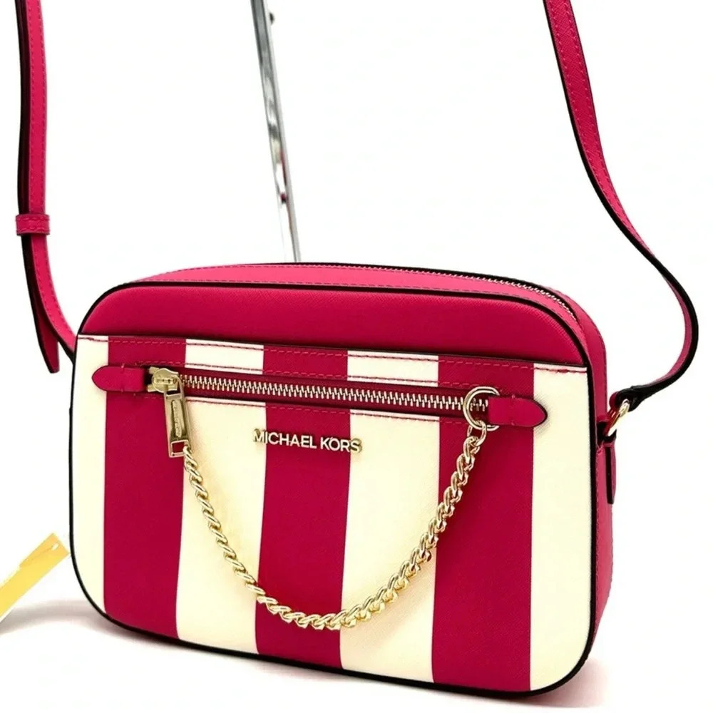 Michael Kors Large EW Zip Chain Xbody Crossbody Bag Electric Pink Multi